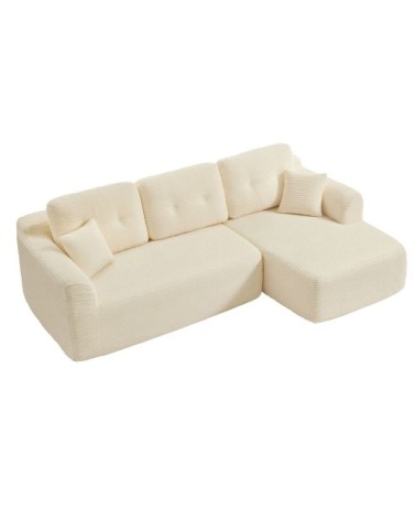 Sofa d’angle modulable 3 places sans montage méridienne droite blanc