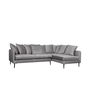 Canapé en velours 5 places angle droit gris