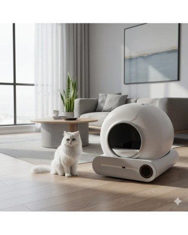 Litière automatique 65L pour plusieurs chats, nettoyage intelligent
