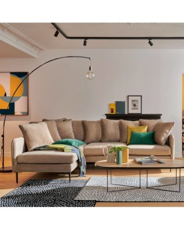 Canapé en velours 5 places angle gauche beige