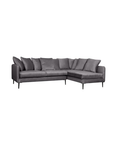 Canapé en velours 5 places angle droit anthracite