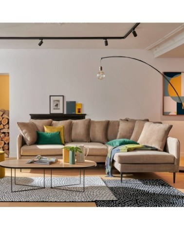 Canapé en velours 5 places angle droit beige