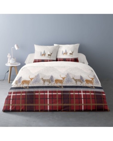 Parure de couette flanelle 100% coton multicolore 240x220cm 2 taies
