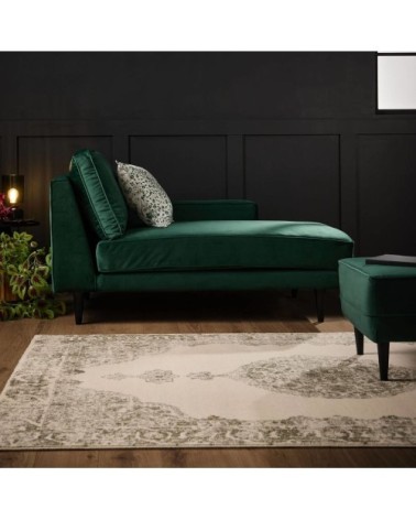 Méridienne tissu velours p150 vert emeraude