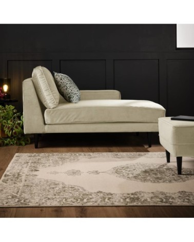 Méridienne tissu velours p150 ecru