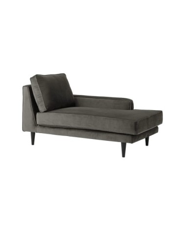 Méridienne tissu velours p150 gris clair