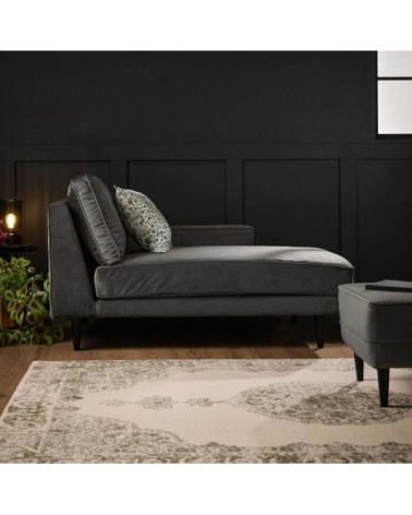 Méridienne tissu velours p150 gris clair