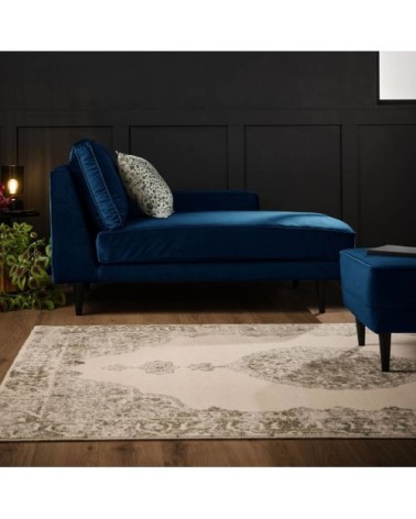 Méridienne tissu velours p150 bleu