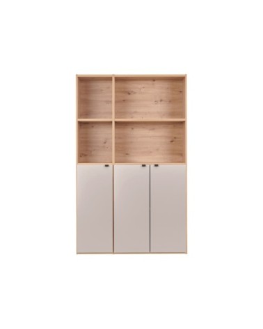 Bibliothèque 3 portes l129 cm effet bois perle