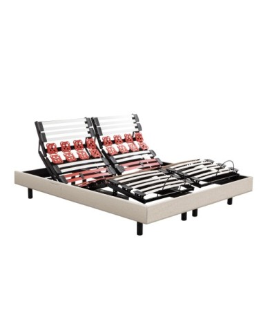 Sommier électrique 15 cm tissu lin 2 x 80 x 200 cm