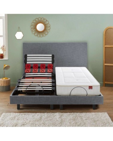 Sommier électrique 15 cm tissu gris 90 x 200 cm