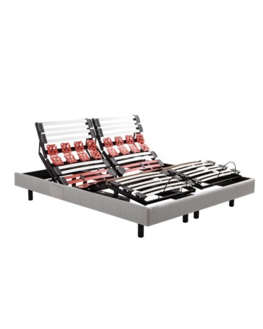 Sommier électrique 15 cm tissu gris impérial 2 x 80 x 200 cm
