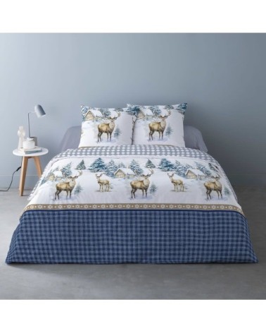 Parure de couette 100% coton flanelle imprimée 240x220cm 2 taies