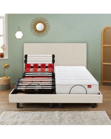 Sommier électrique 15 cm tissu lin 90 x 200 cm