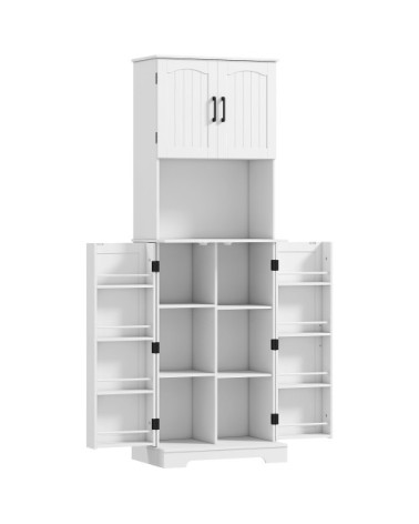 Armoire de cuisine 4 portes plan de travail porte-épices MDF blanc