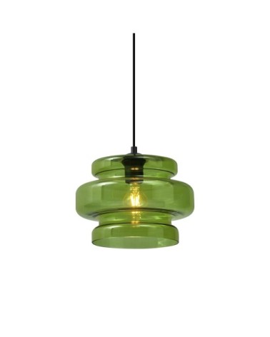 Suspension rétro noire verre vert