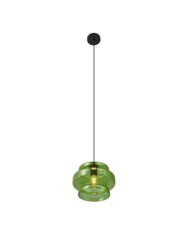 Suspension rétro noire verre vert
