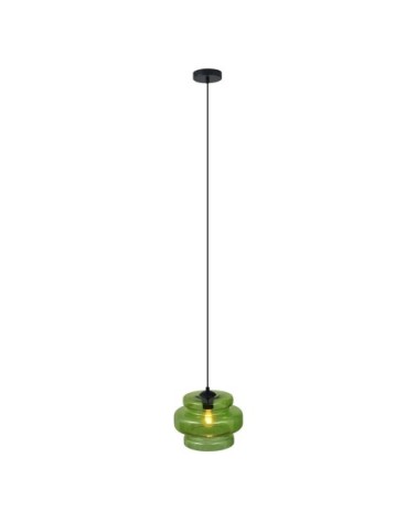 Suspension rétro noire verre vert