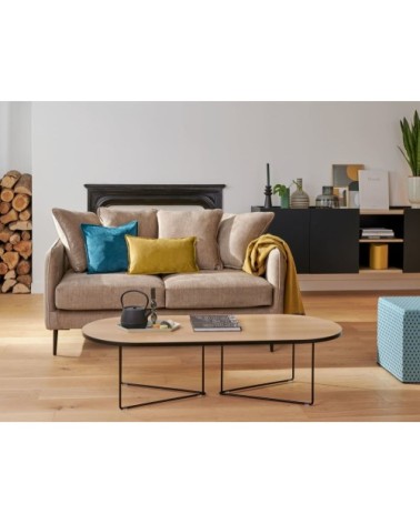 Canapé convertible velours 3 places couchage 140x190 cm beige