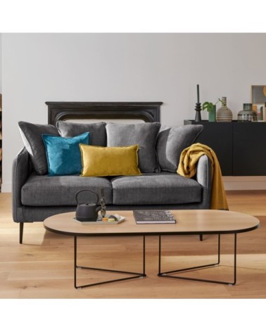 Canapé convertible velours 3 places couchage 140x190 cm anthracite