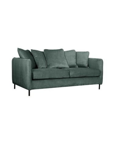 Canapé convertible velours 3 places couchage 140x190 cm bleu