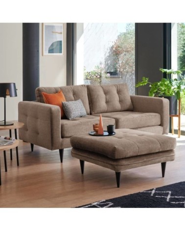 Canapé capitonné velours 3 places beige