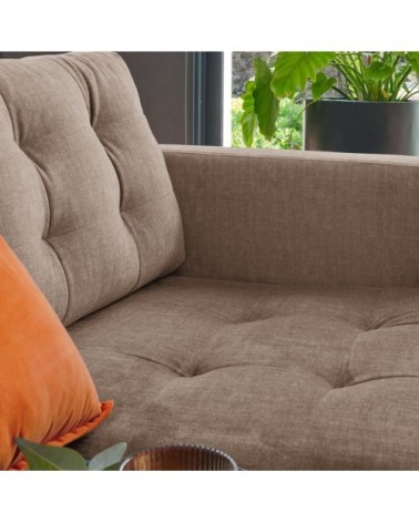 Canapé capitonné velours 3 places beige
