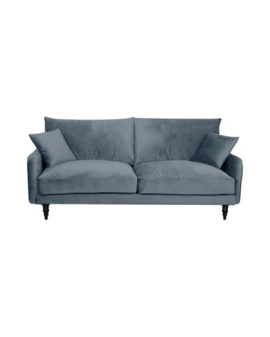 Canapé velours 4 places bleu gris