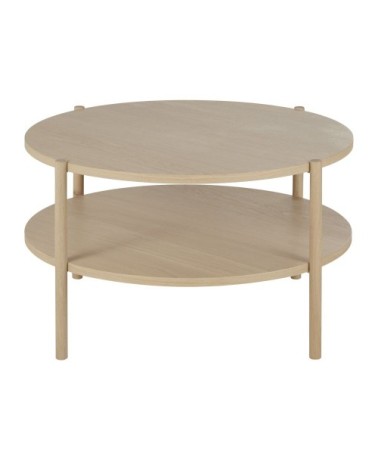 Table basse ronde, double plateau en chêne beige D91