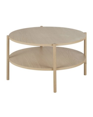 Table basse ronde, double plateau en chêne beige D91