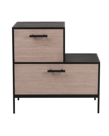 Petit meuble 2 tiroirs noir et beige