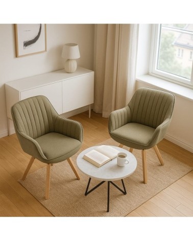 Lot de 2 chaises pivotantes avec accoudoirs style scandinave vert