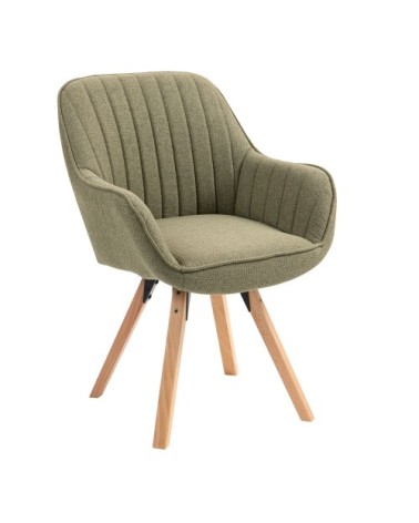 Fauteuil avec fonction pivotante 360 degrés en tissu vert