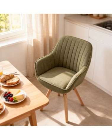 Fauteuil avec fonction pivotante 360 degrés en tissu vert