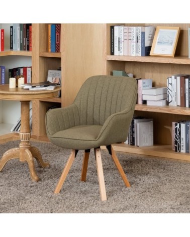 Fauteuil avec fonction pivotante 360 degrés en tissu vert