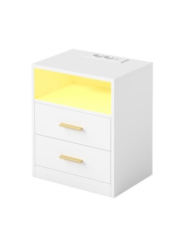 Table d’appoint modernes avec tiroirs multiprises panneau blanc