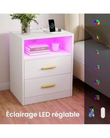 Table d’appoint modernes avec tiroirs multiprises panneau blanc