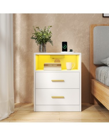 Table d’appoint modernes avec tiroirs multiprises panneau blanc