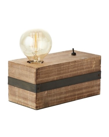Lampe à poser métal et bois avec interrupteur L22cm