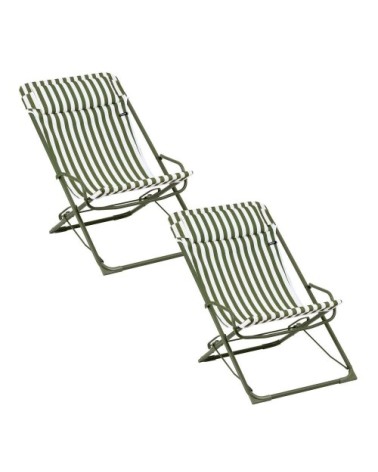 Lot de 2 transats jardin oscillants en acier vert