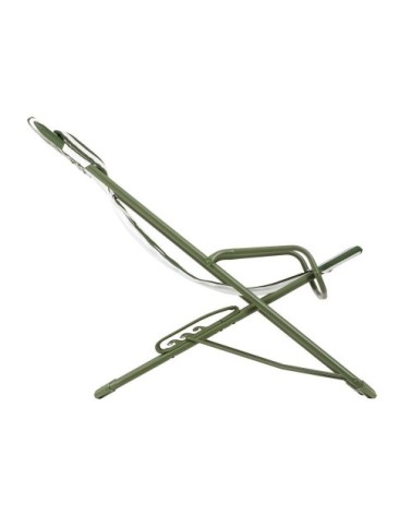 Lot de 2 transats jardin oscillants en acier vert