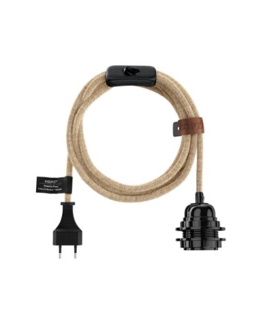 Fil electrique luminaire naturel noir