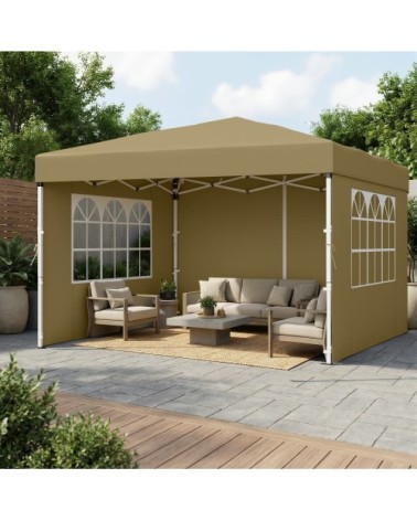 Pavillon pliant protection solaire tente de jardin 3 x 3 m beige