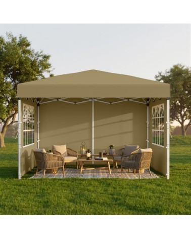 Pavillon pliant protection solaire tente de jardin 3 x 3 m beige