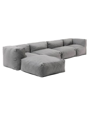 Canapé d'angle de jardin modulable 5 places gris