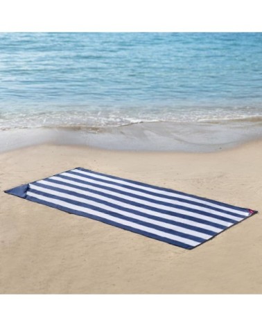 Serviette plage avec aimants microfibre séchage rapide bleue