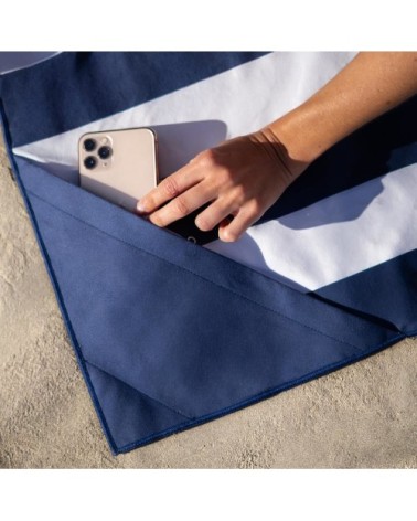 Serviette plage avec aimants microfibre séchage rapide bleue