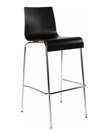 Tabouret de bar empilable noir et métal chromé h103cm