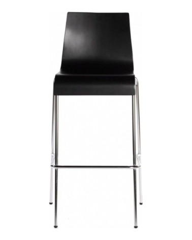 Tabouret de bar empilable noir et métal chromé h103cm