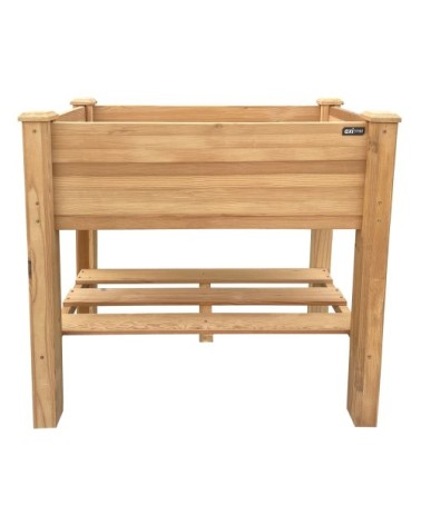 Jardinière surélevée avec tablette de rangement - bois - marron